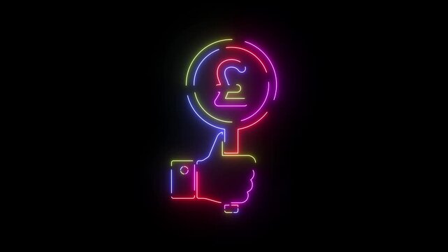 Shovel Scoop Auction neon line icon seamless loop