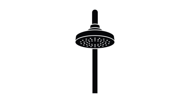 Simple black showerhead icon against a white background silhouette