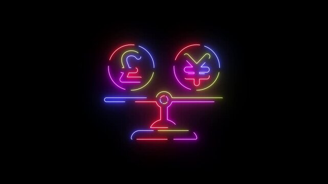Broker Great Britain Yuan neon line icon seamless loop