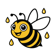 Obraz premium A cheerful cartoon bee with dripping water droplets around it