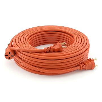 Heavy Duty Orange Extension Cord with Plugs - Reliable Power Supply, isolated on white background