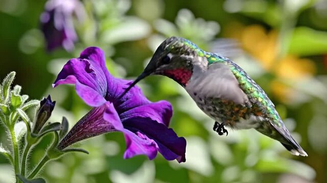 Hummingbird feeding on flower in slow motion captured with d VSR Export