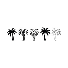 Obraz premium Five stylized silhouettes of palm trees lined up against a plain background