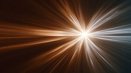 Obraz premium Dynamic abstract light burst with radiant energy beams in blue and orange tones