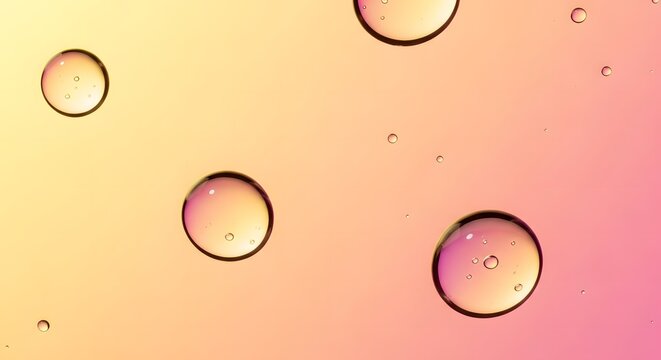 Microscopic view of cells or bubbles on a pink and yellow gradient background