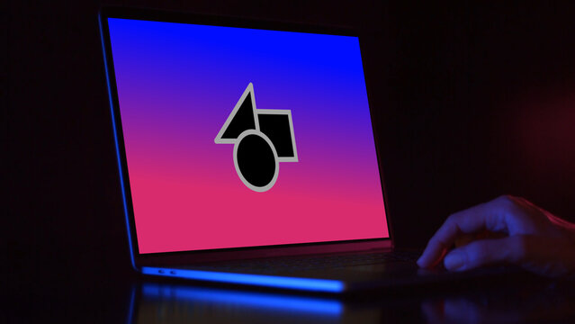 Laptop Dark Mockup 1 Pan Color &ndash; Modern Notebook Screen Presentation in Dark Theme, Minimal Black Device Display, Website and App UI UX Showcase Template