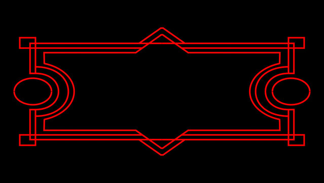 Red neon retro border frame for 80s synthwave design