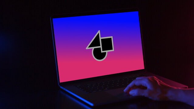 Laptop Dark Mockup 3 Dolly Color &ndash; Modern Notebook Screen Presentation in Dark Theme, Minimal Black Device Display, Website and App UI UX Showcase Template