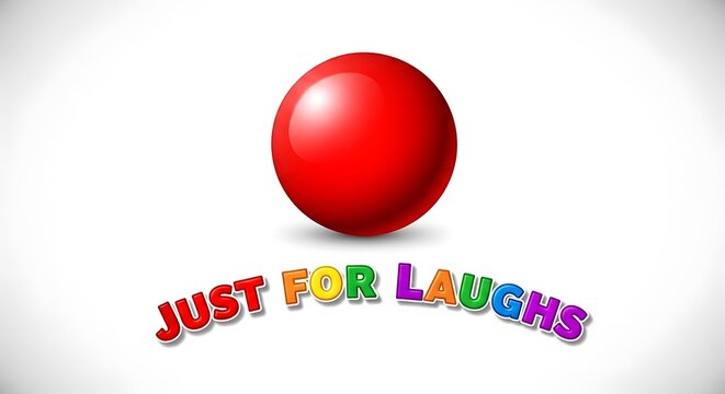 Vector clown nose icon, playful text &ldquo;Just for Laughs&rdquo;
