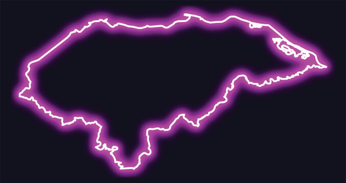 Neon outline map of honduras on dark background honduras map