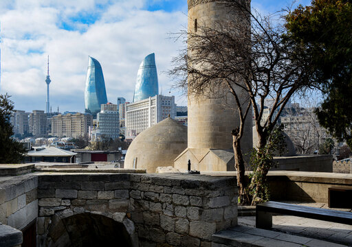 Baku City With Flame Towers View, Azerbaijan