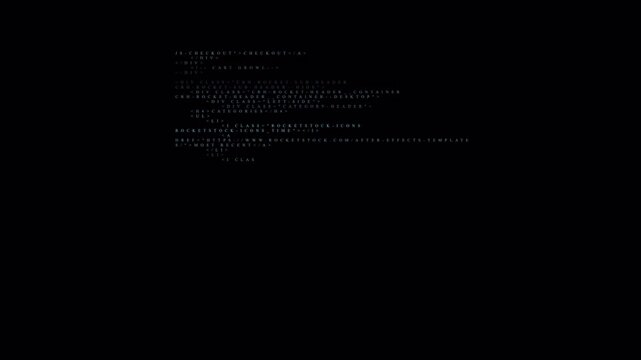 Futuristic Programming Code Animation on Dark Background, Software Script Text and Digital Data Lines, Cyber Technology Interface, Sci Fi Tech Overlay for Video VFX Motion Graphics
