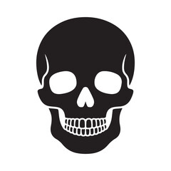 Obraz premium Black skull illustration with white teeth and eye sockets on a white background