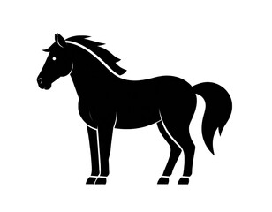 Obraz premium Minimalist black horse silhouette icon isolated on white background