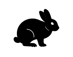 Obraz premium Minimalist black rabbit silhouette icon isolated on white background