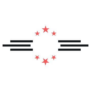 Abstract symmetric geometric emblem with stars and parallel bars minimal