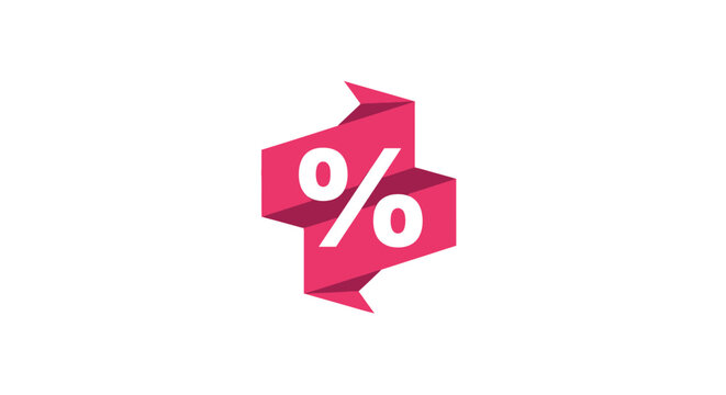 Red Percent Sign Discount Symbol.