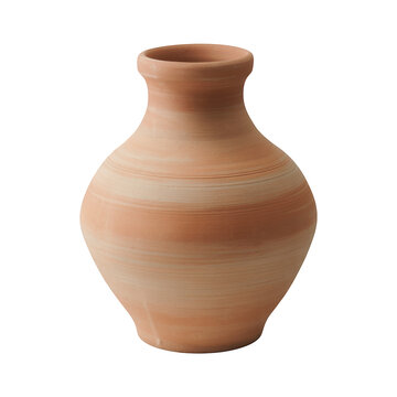 Undecorated terracotta vase clay ceramic isolated on a transparent background