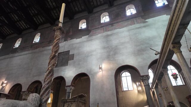 Interior Of Ancient Basilica Santa Maria In Cosmedin Rome