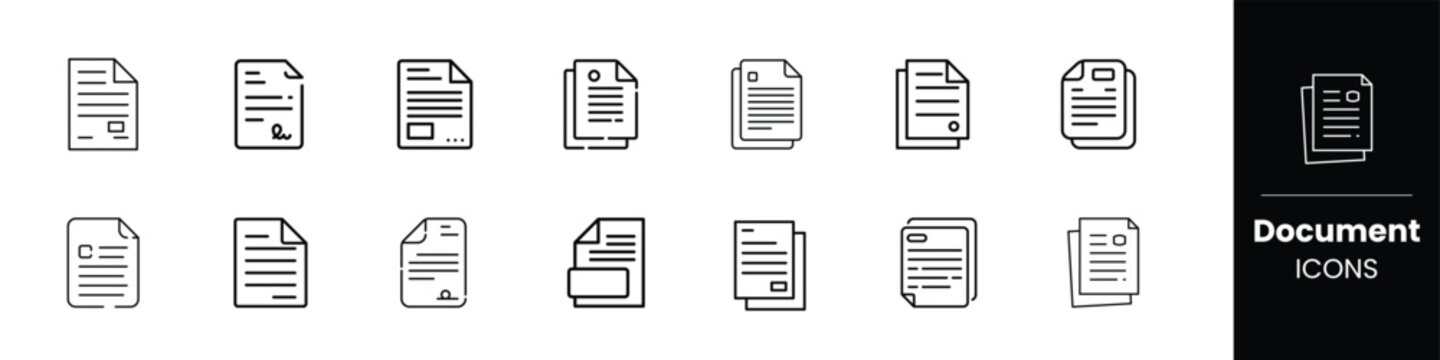 Document icon, file page symbol, paper document vector, text file icon, office document UI icon, report file outline, minimal clean document icon
