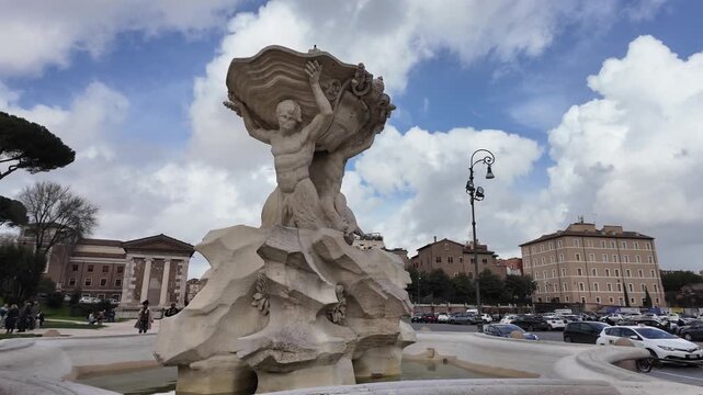 Tritons Fountain In Piazza Della Bocca Della Verita Rome