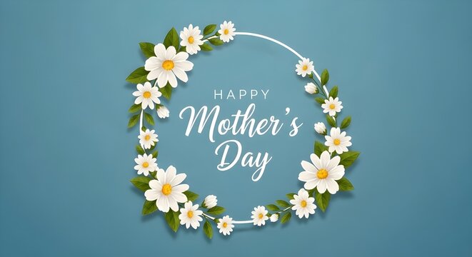 Happy mother's day floral wreath greeting card design