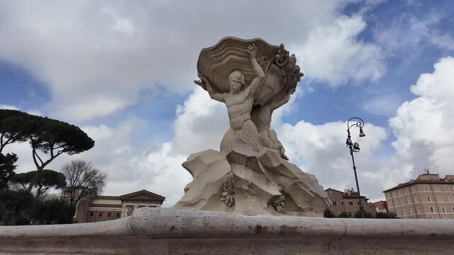 Baroque Fountain Of Tritons Opposite Santa Maria In Cosmedin Rome