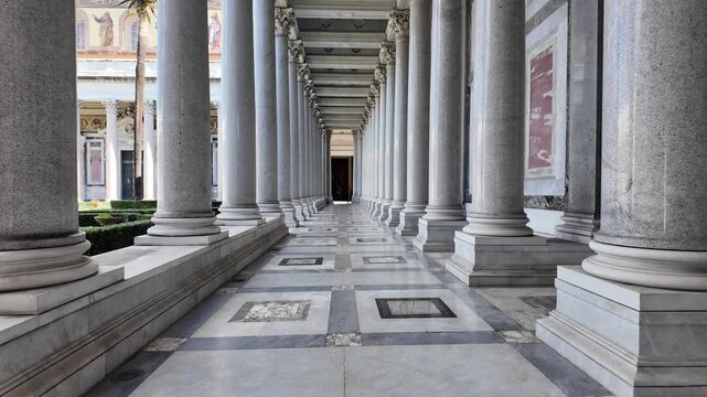 Monumental Colonnade Of Saint Paul Outside The Walls Rome