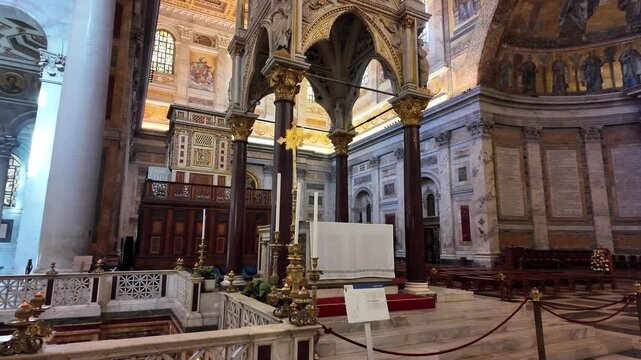 High Altar And Gothic Ciborium Of Basilica San Paolo Rome