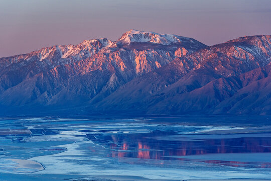12129 Foot High Olancha Peak Rises High Above Owens Lake Bed In The Eastern Sierra Nevada Mountains At Sunrise