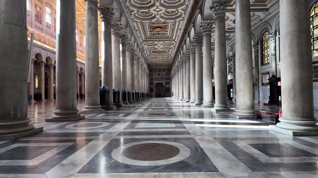 Interior View Of Papal Basilica Of Saint Paul Outside The Walls Rome