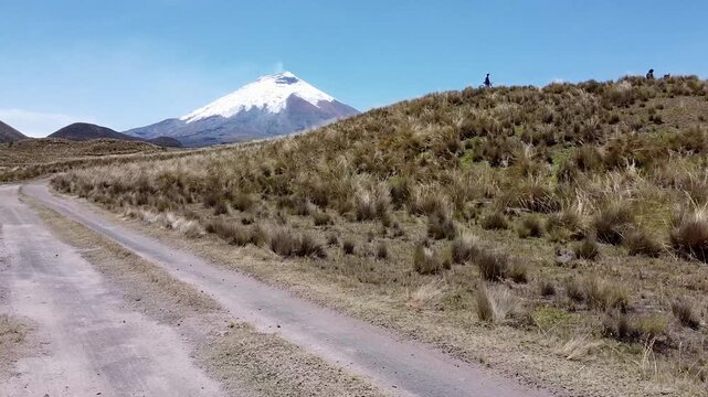 Aerial view of the Cotopaxi volcano, Andes, Ecuador