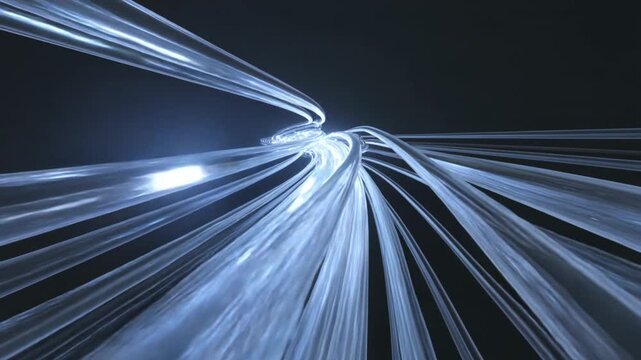 Light streaks radiate outward swiftly in a dark space from a central point