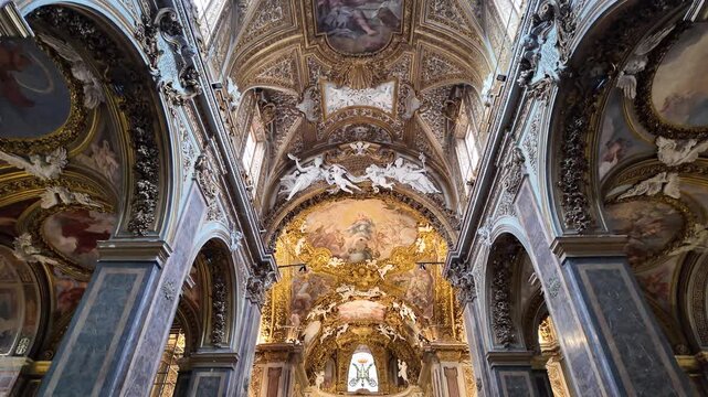 Gilded Baroque Ceiling Of Santa Maria Dell Orto Rome