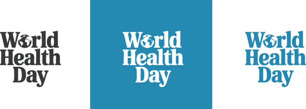 Logo typo for World Health Day and medical stethoscope with health care advertising and Promotional advertisement for medical hospital or clinics.