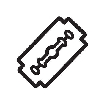A clear vector illustration of a razor blade outline on a white background.