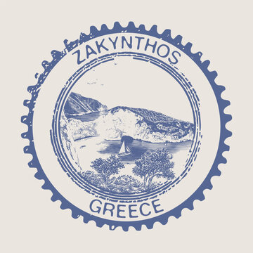 Zakynthos Ionian Islands Passport Cancellation Stamp Postmark Travel.