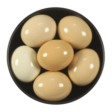 Bowl of assorted brown eggs food isolated on a transparent background