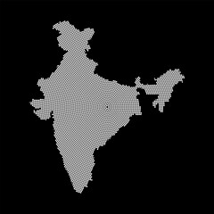 Obraz premium Radial Dotted India Map Silhouette Vector with Halftone Point Pattern for Business Infographics