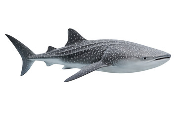 Fototapeta premium Whale shark in profile, detailed skin texture as isolated object isolated on transparent background