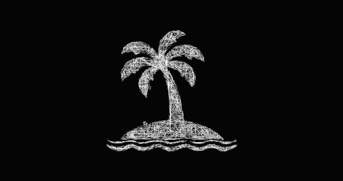 Sketch palm tree icon animation - smooth progressive reveal