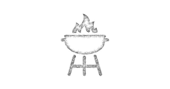 Sketch barbecue icon animation - smooth progressive reveal