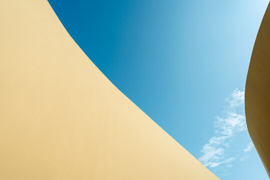 Blue Sky an the walls of the Tucume Site Museum, Lambayeque, Peru