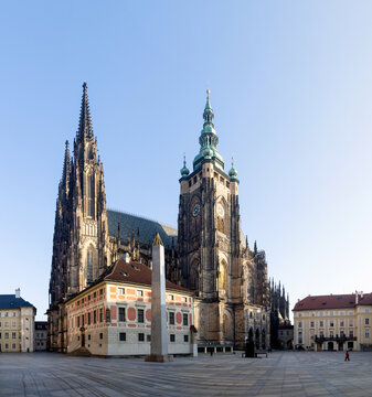 historic St. Vitus Cathedral in Prague, located within the walls of Prague Castle, Czech Rebublic.