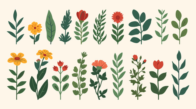 A serene, minimalist illustration of leafy branches. Perfect for backgrounds, website elements, or adding a touch of organic calm to designs. The imag