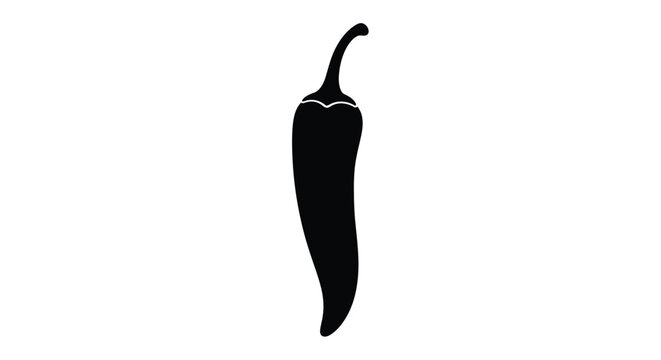 A stark black chili pepper illustration against a white background silhouette