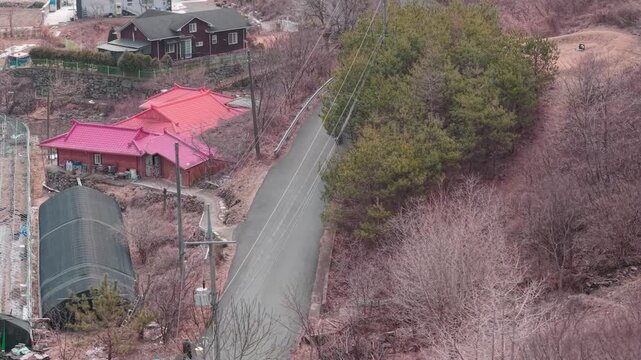 Cinematic motorcycle riding on Scenic route with a mountain creek with synchronized real exhaust sound_Telephoto