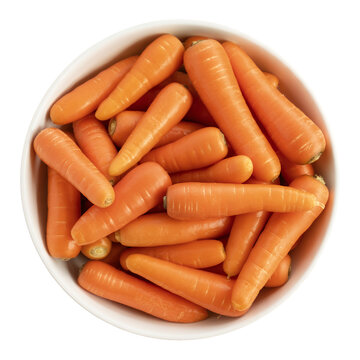 Baby carrots in a white bowl vegetables food healthy isolated on a transparent background