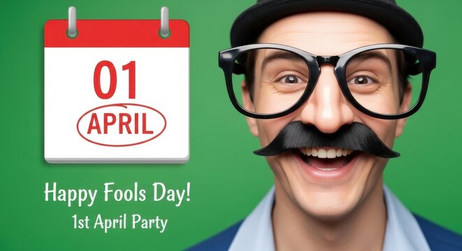Funny man design Silly prankster theme Goofy disguise asset Green holiday graphics Playful celebration april fools Wallpaper Background image