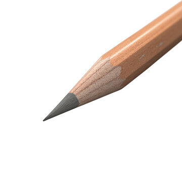 Close-up of a sharpened brown pencil black tip wooden isolated on a transparent background